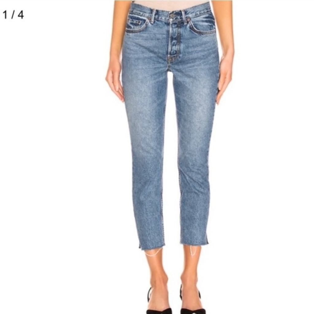 Grlfrnd Karolina Lost Forever Jeans Size 28 High Rise Distressed Raw Hem Cropped